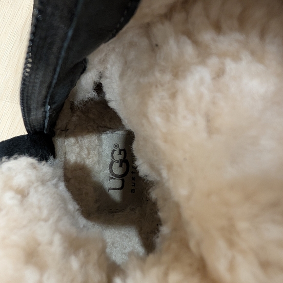 UGG Jillian Black Suede Leather Sherpa Lined Tall Riding Boots Sz 8 - Picture 9 of 10